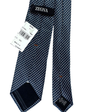 Zegna Tie Teal Black Silver - Narrow Cut