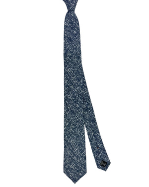 Zegna Tie Dark Blue Gray - Linen Narrow Necktie