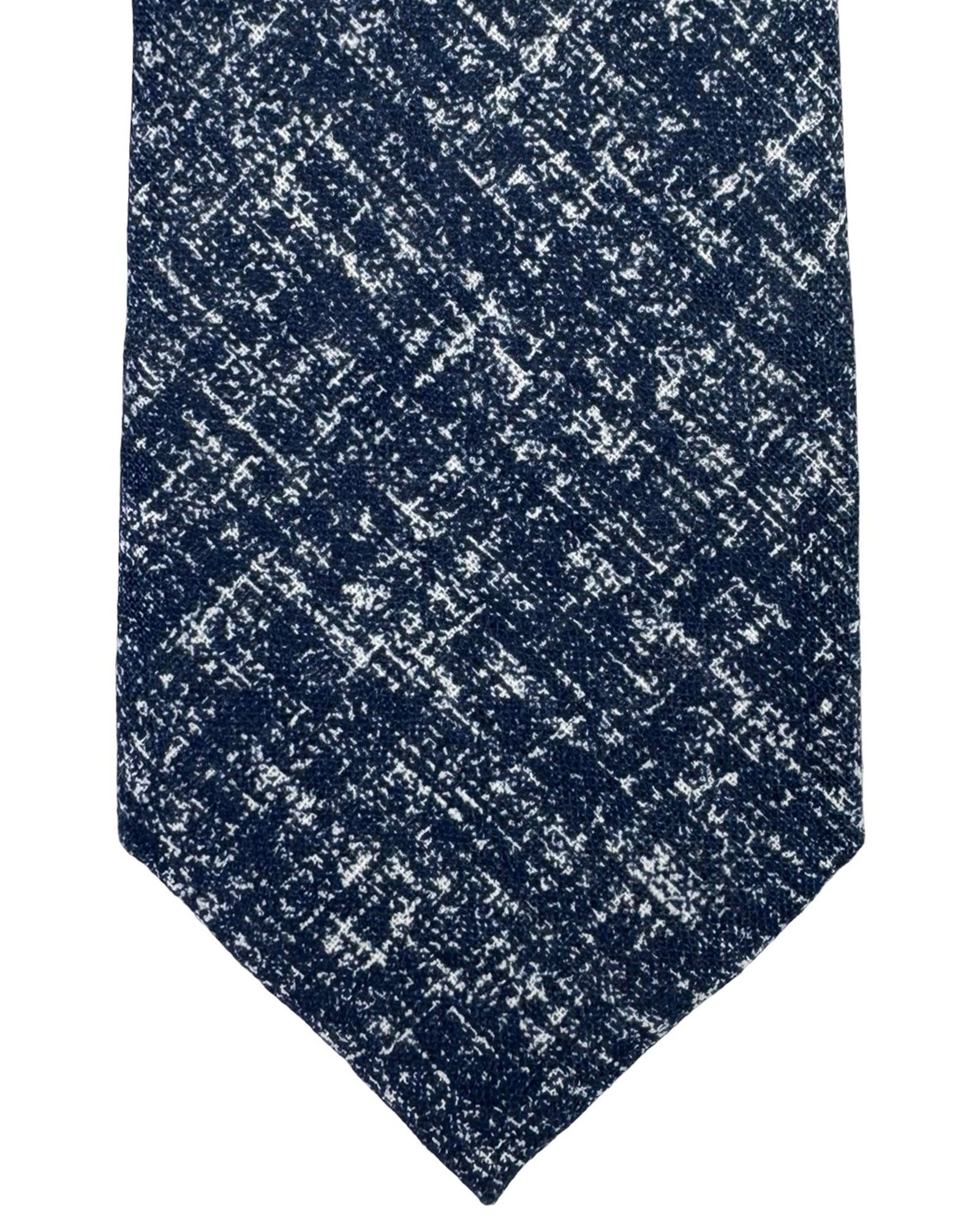 Ermenegildo Zegna Tie Dark Blue Gray - Linen Narrow Necktie