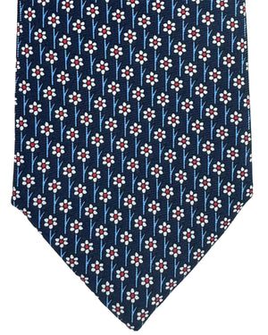 Ermenegildo Zegna Silk Tie Navy Mini Flowers - Narrow Cut