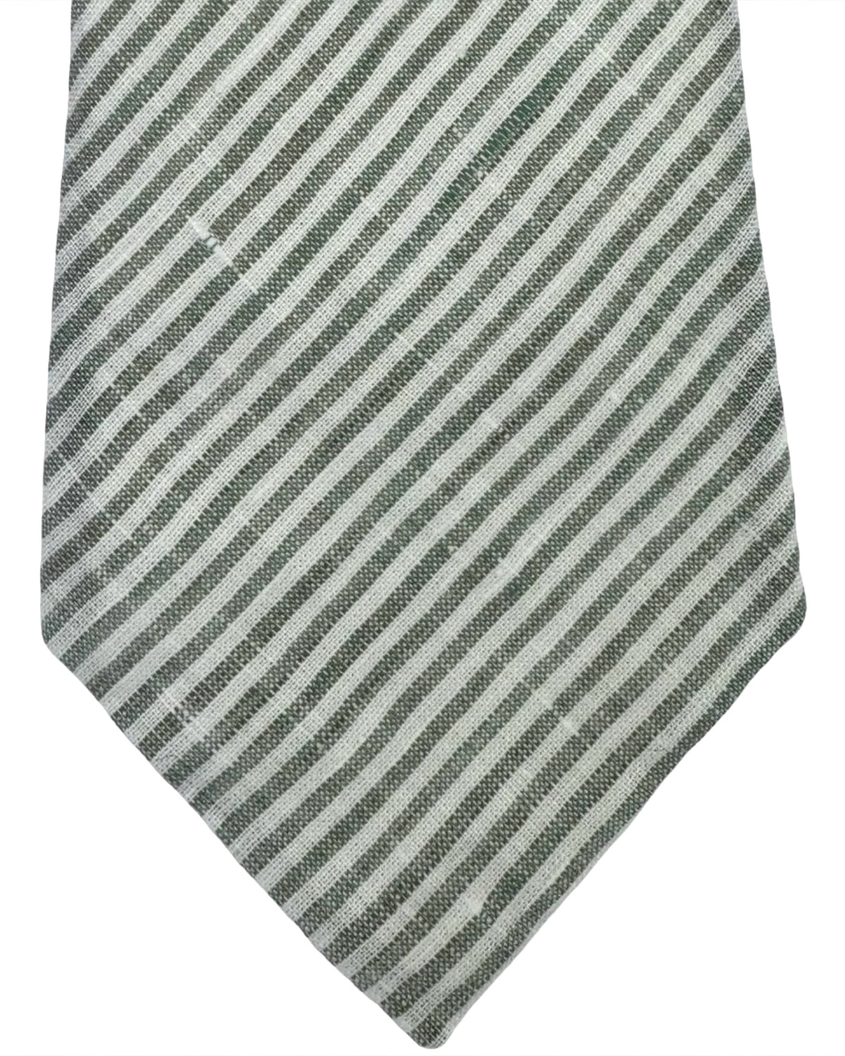 Zegna Linen Tie Sea-Grass Green White Stripes