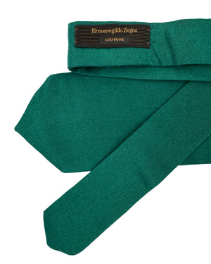 Ermenegildo Zegna Tie Dark Green Solid - XXX Couture - 2 Sided