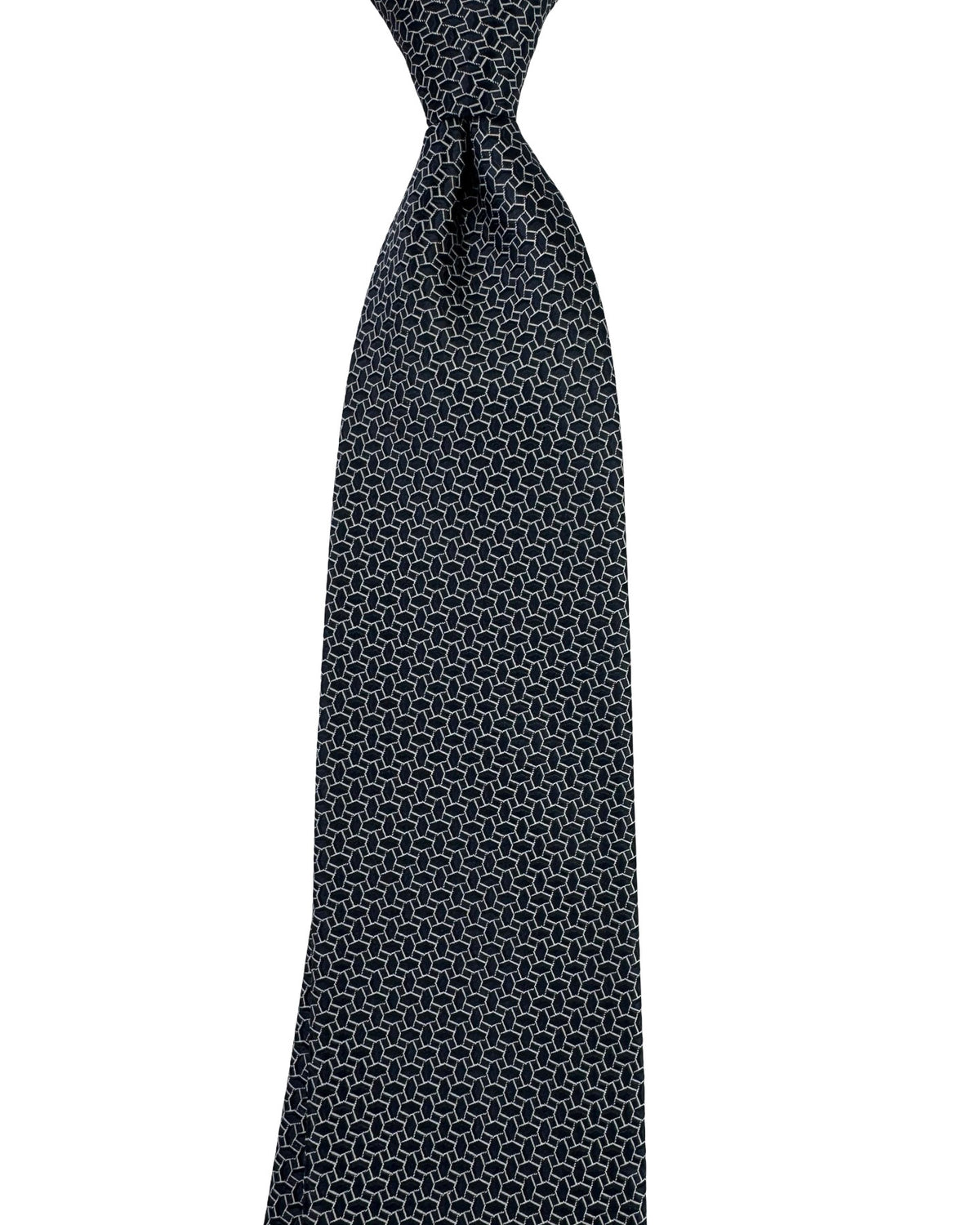 Ermenegildo Zegna Tie Dark Blue Geometric - Cento Fili