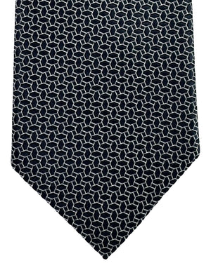 Ermenegildo Zegna Tie Dark Blue Geometric - Cento Fili