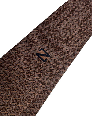 Ermenegildo Zegna Tie Brown Z Logo - Narrow Necktie