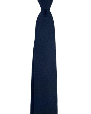 Ermenegildo Zegna Tie Midnight Blue Solid Tonal Pattern - Narrow Necktie