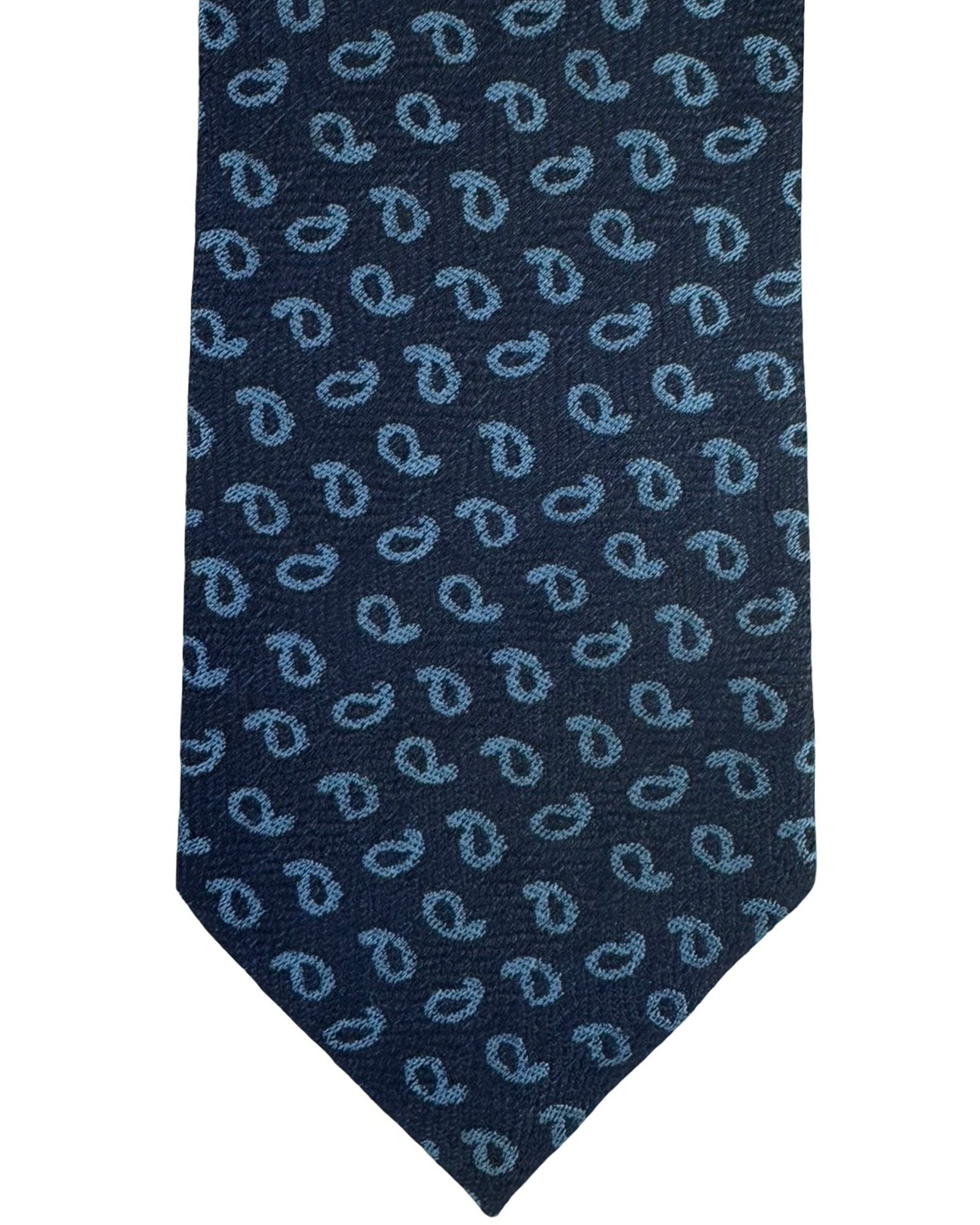 Ermenegildo Zegna Tie Navy Blue Paisley - Narrow Necktie