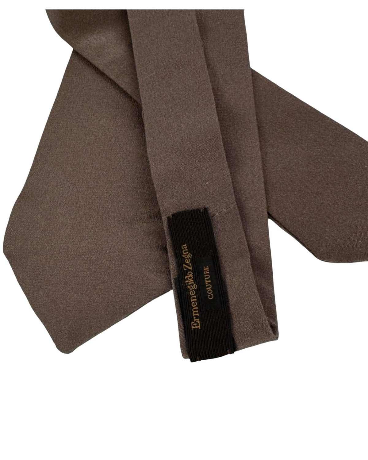 Ermenegildo Zegna Tie Brown Taupe Solid - XXX Couture - 2 Sided