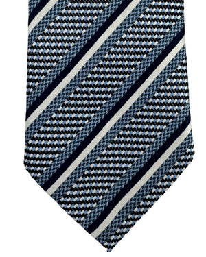 Ermenegildo Zegna Tie Blue White Navy Blue Stripes