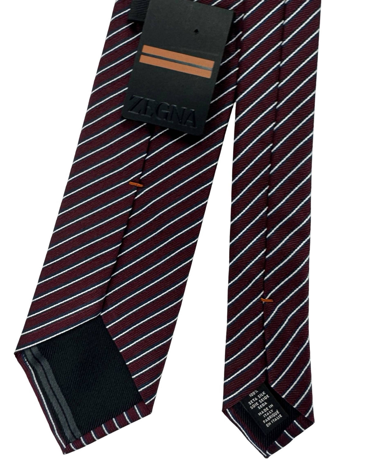 Ermenegildo Zegna Tie Maroon Midnight Blue Stripes