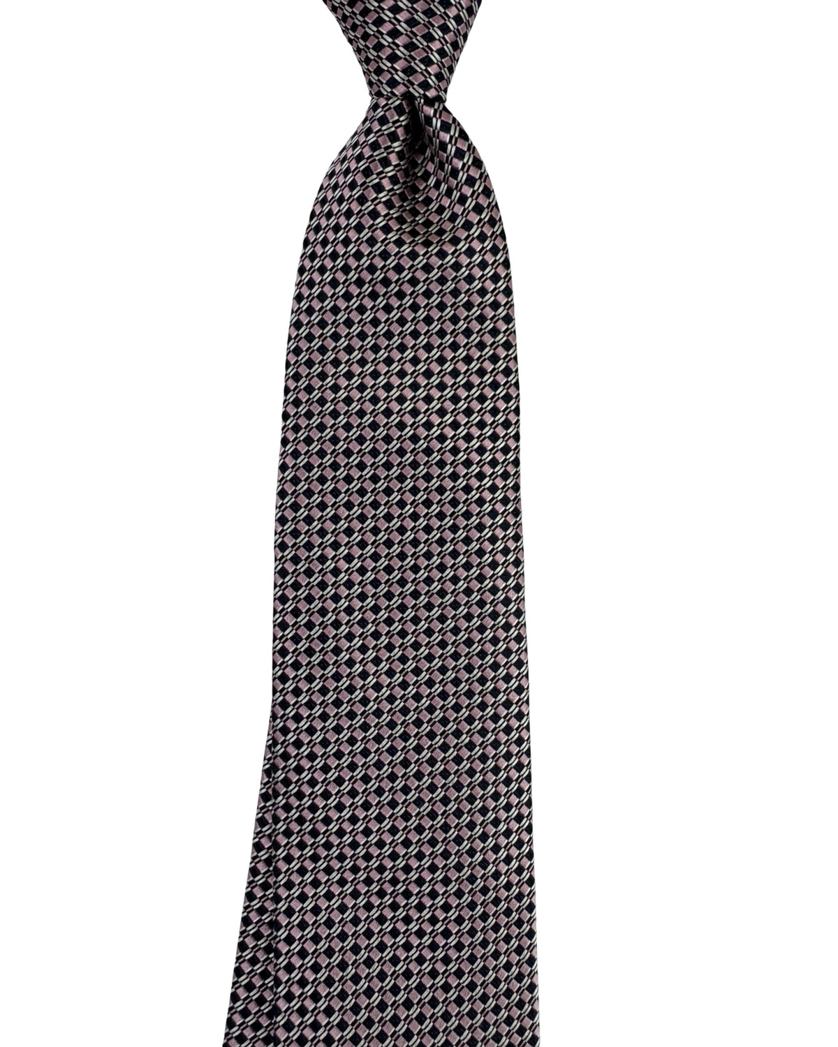Ermenegildo Zegna Tie Dark Blue Pink Checkered Grid Pattern