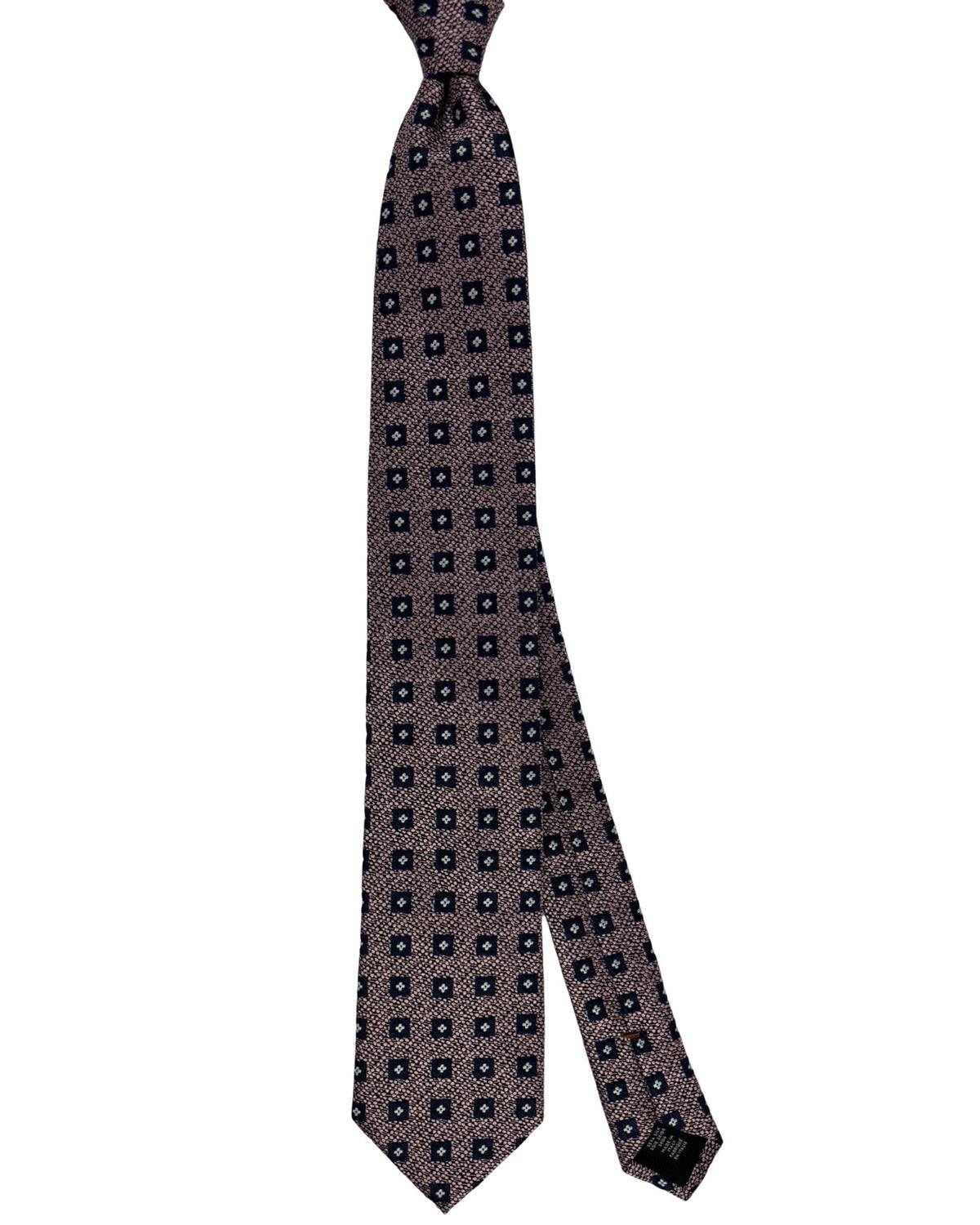 Ermenegildo Zegna Tie Dark Blue Pink Geometric Pattern