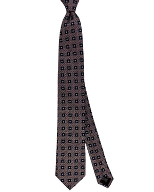 Ermenegildo Zegna Tie Dark Blue Pink Geometric Pattern