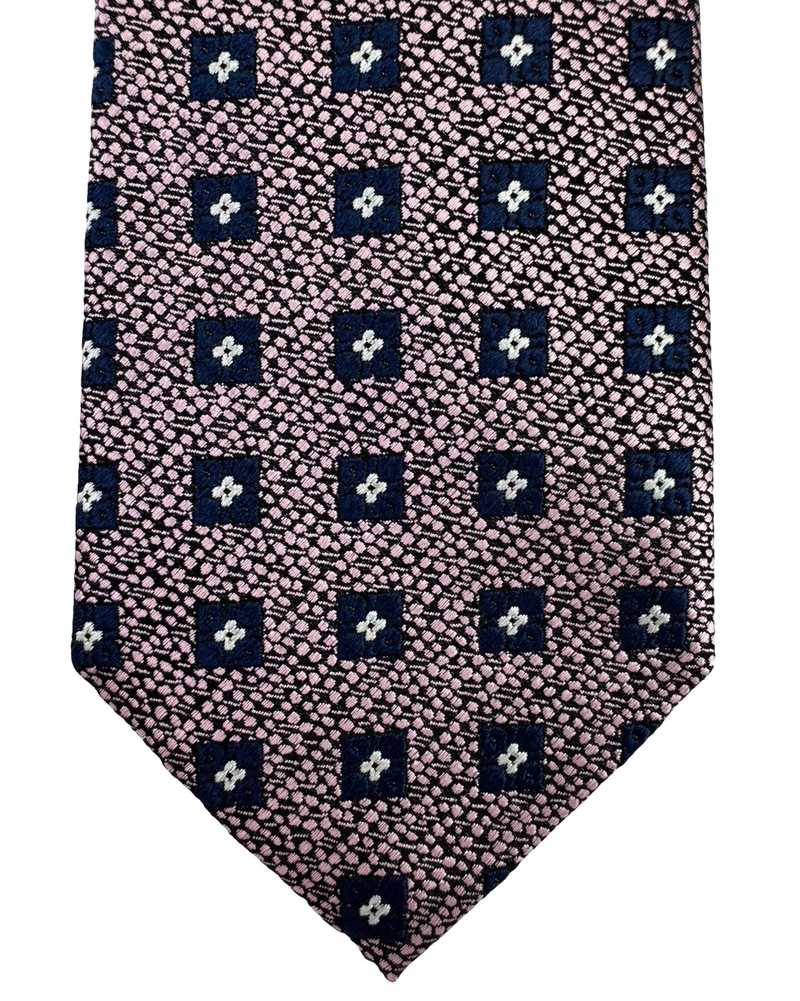 Ermenegildo Zegna Tie Dark Blue Pink Geometric Pattern
