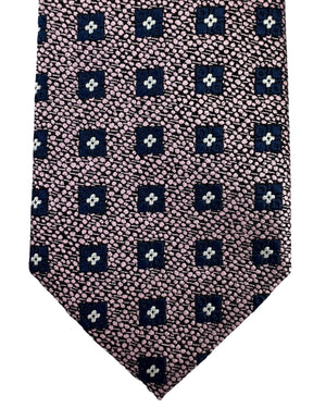 Ermenegildo Zegna Tie Dark Blue Pink Geometric Pattern