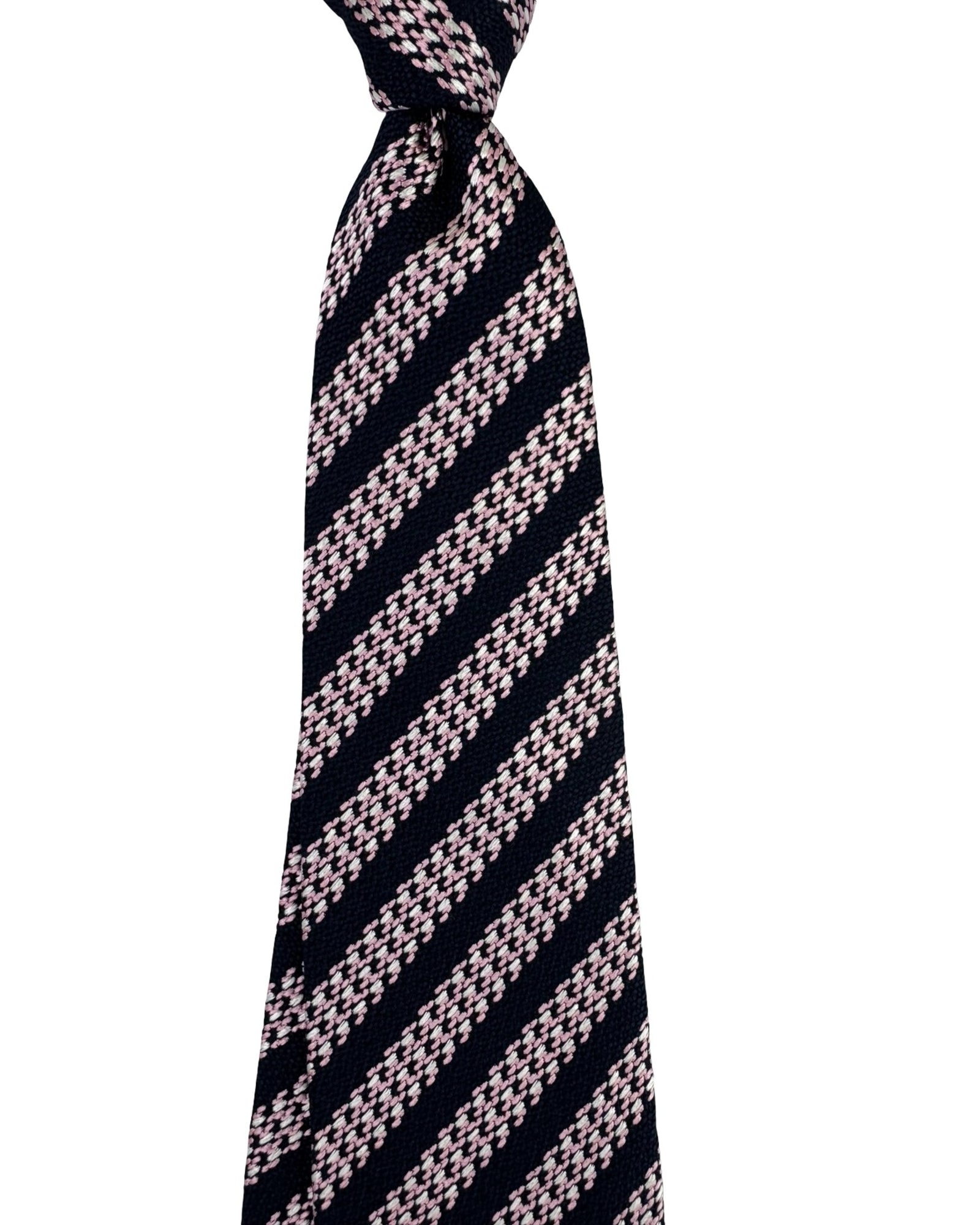 Ermenegildo Zegna Tie Dark Blue Pink Stripes