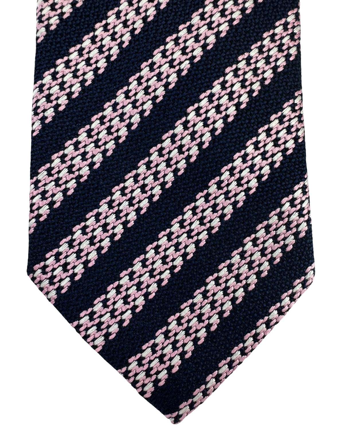Ermenegildo Zegna Tie Dark Blue Pink Stripes