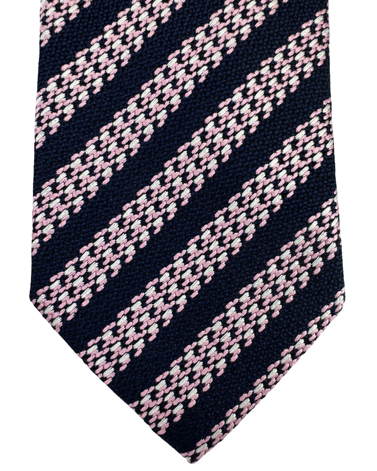 Ermenegildo Zegna Tie Dark Blue Pink Stripes