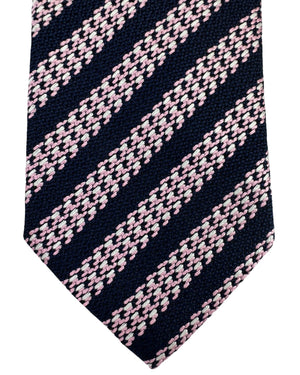 Ermenegildo Zegna Tie Dark Blue Pink Stripes