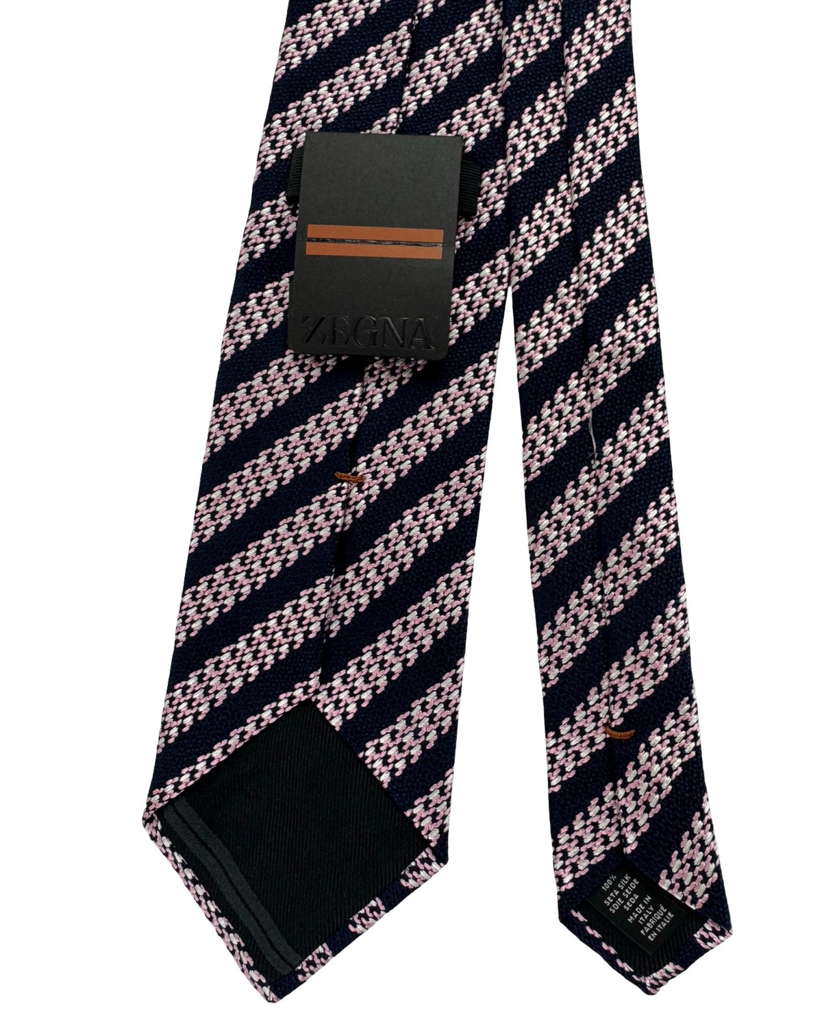 Ermenegildo Zegna Tie Dark Blue Pink Stripes