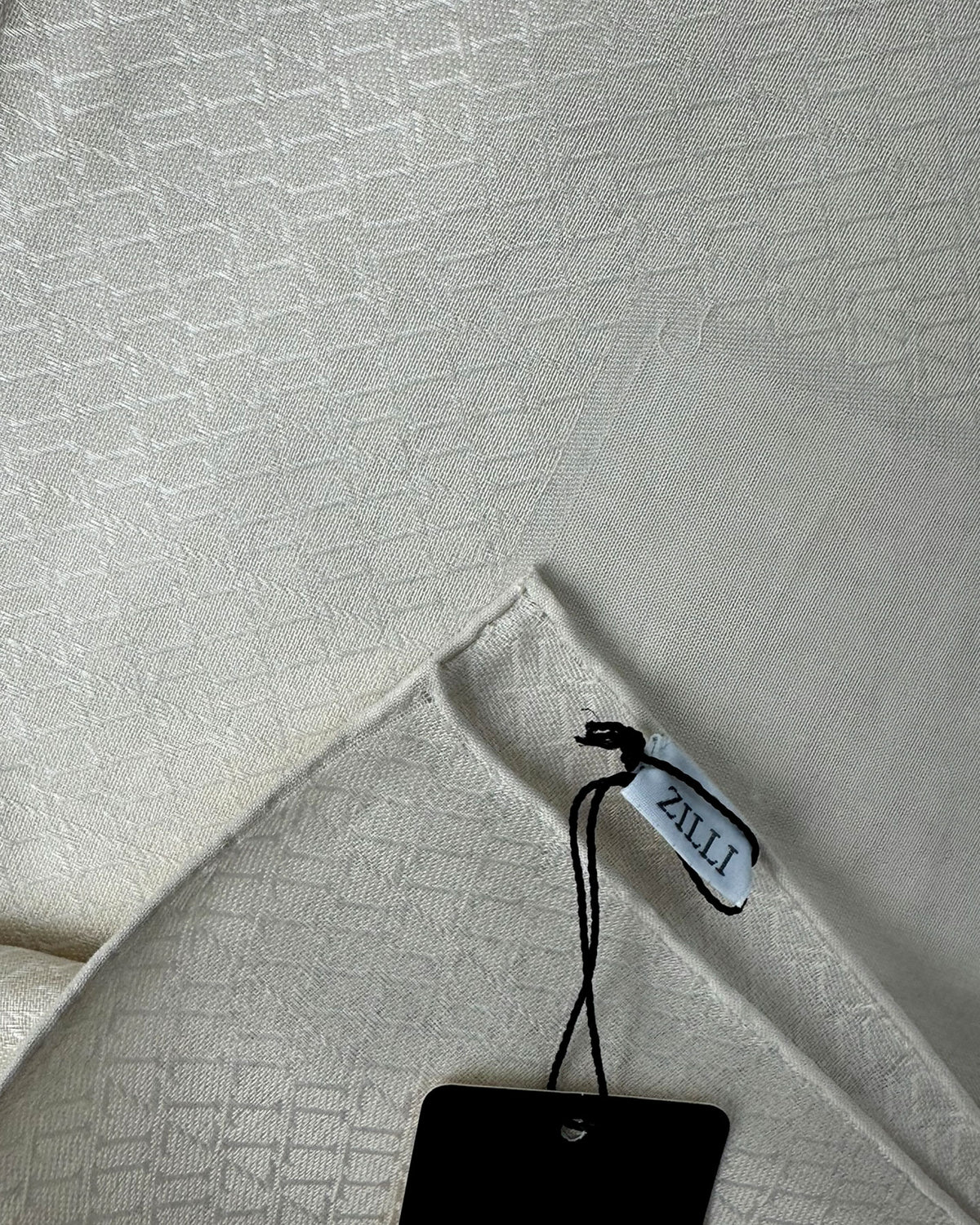 Zilli Cotton Pocket Square Beige Cream Logo - FINAL SALE