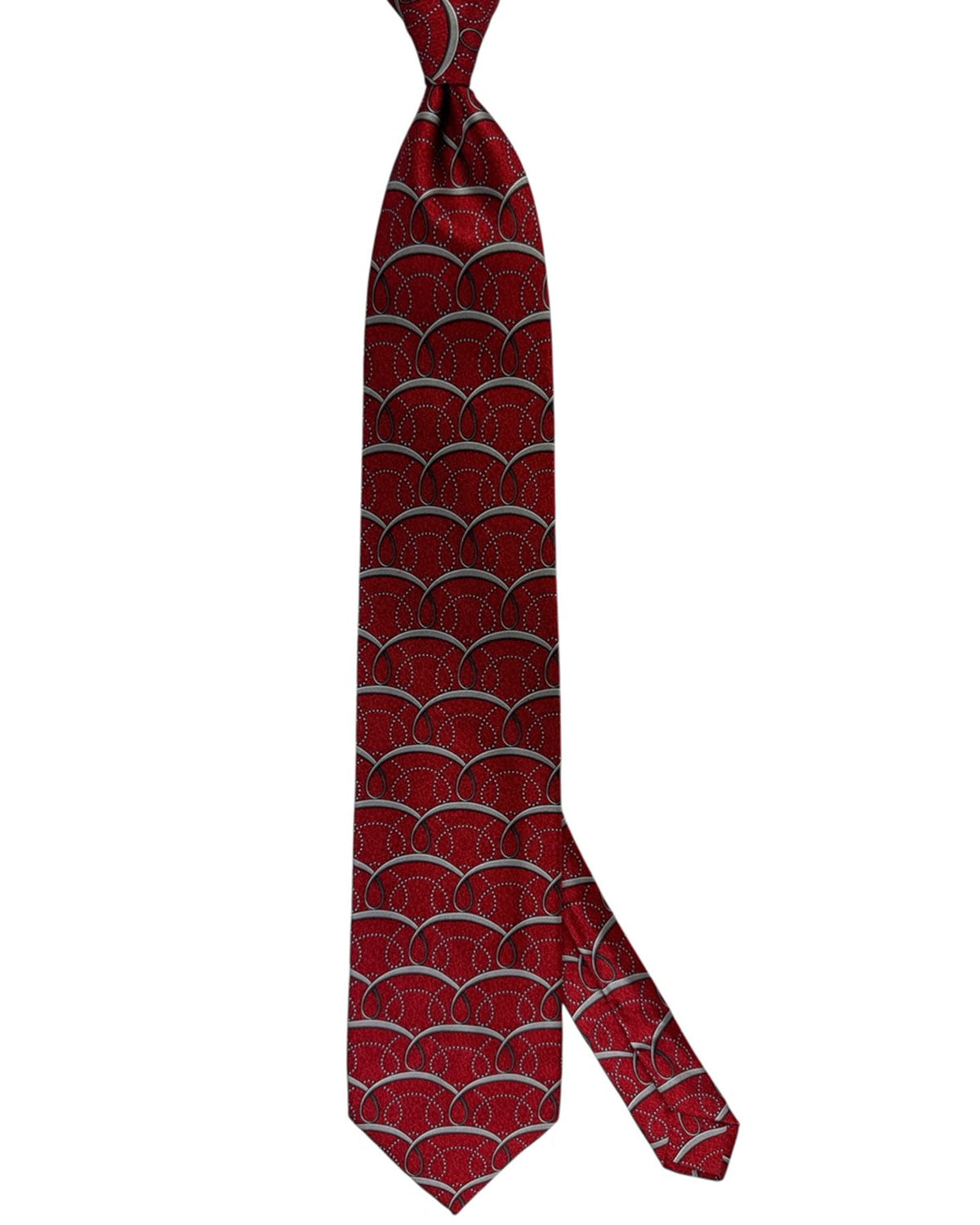 Zilli silk Tie Red Gray Swirly Pattern
