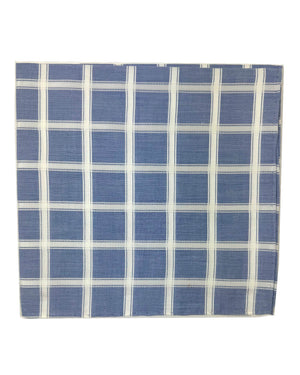 Zilli Cotton Pocket Square Royal Blue White Check - FINAL SALE