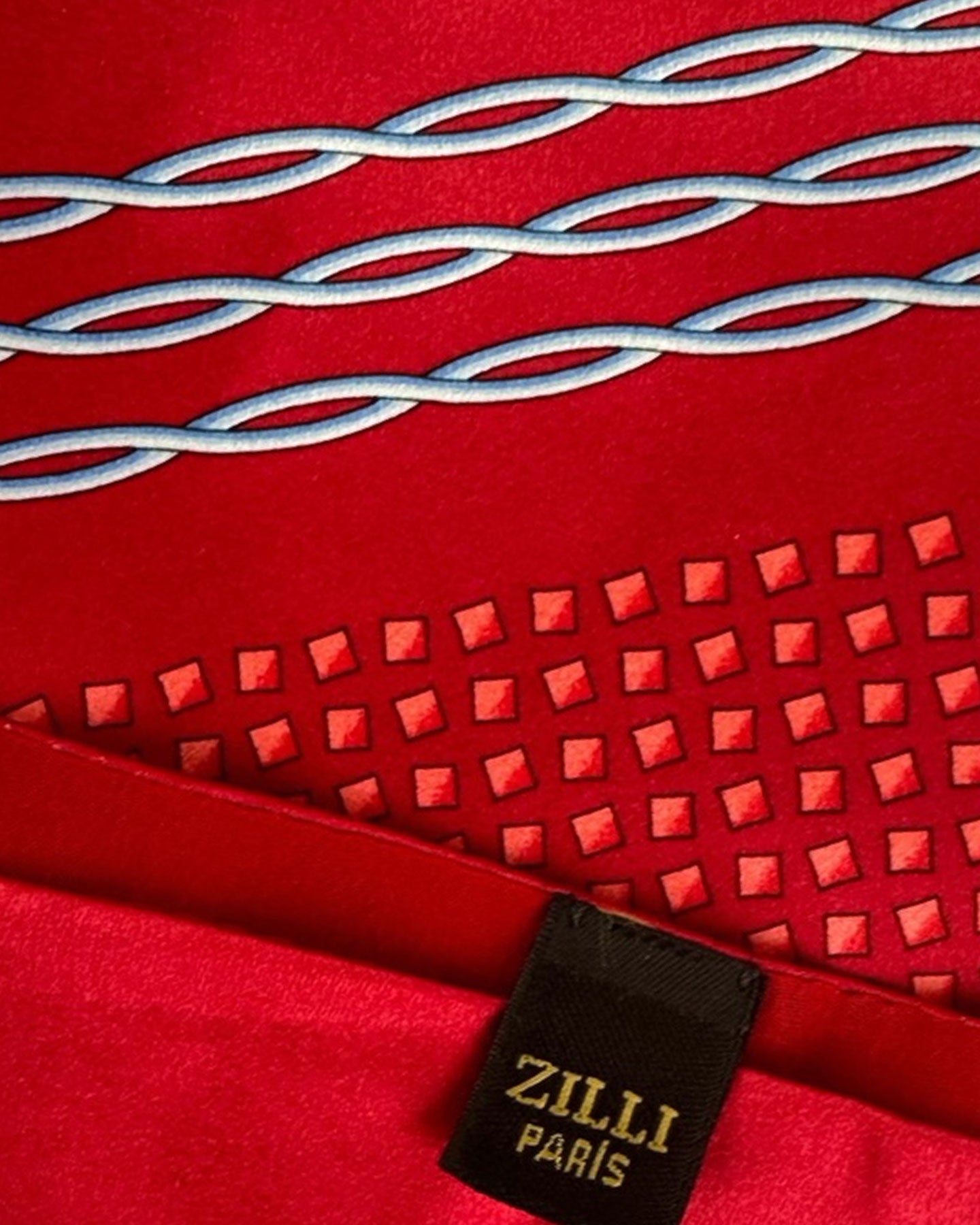Zilli Silk Pocket Square Red Design SALE