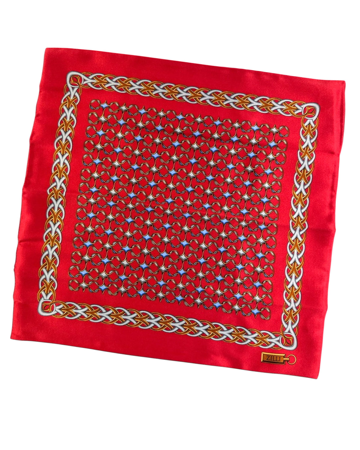 Zilli Silk Pocket Square Red Design SALE