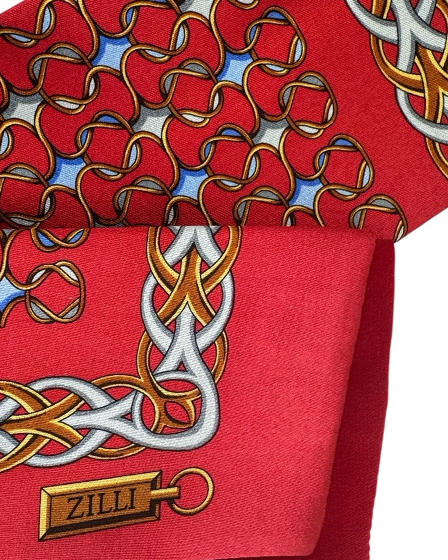Zilli Silk Pocket Square Red Design SALE