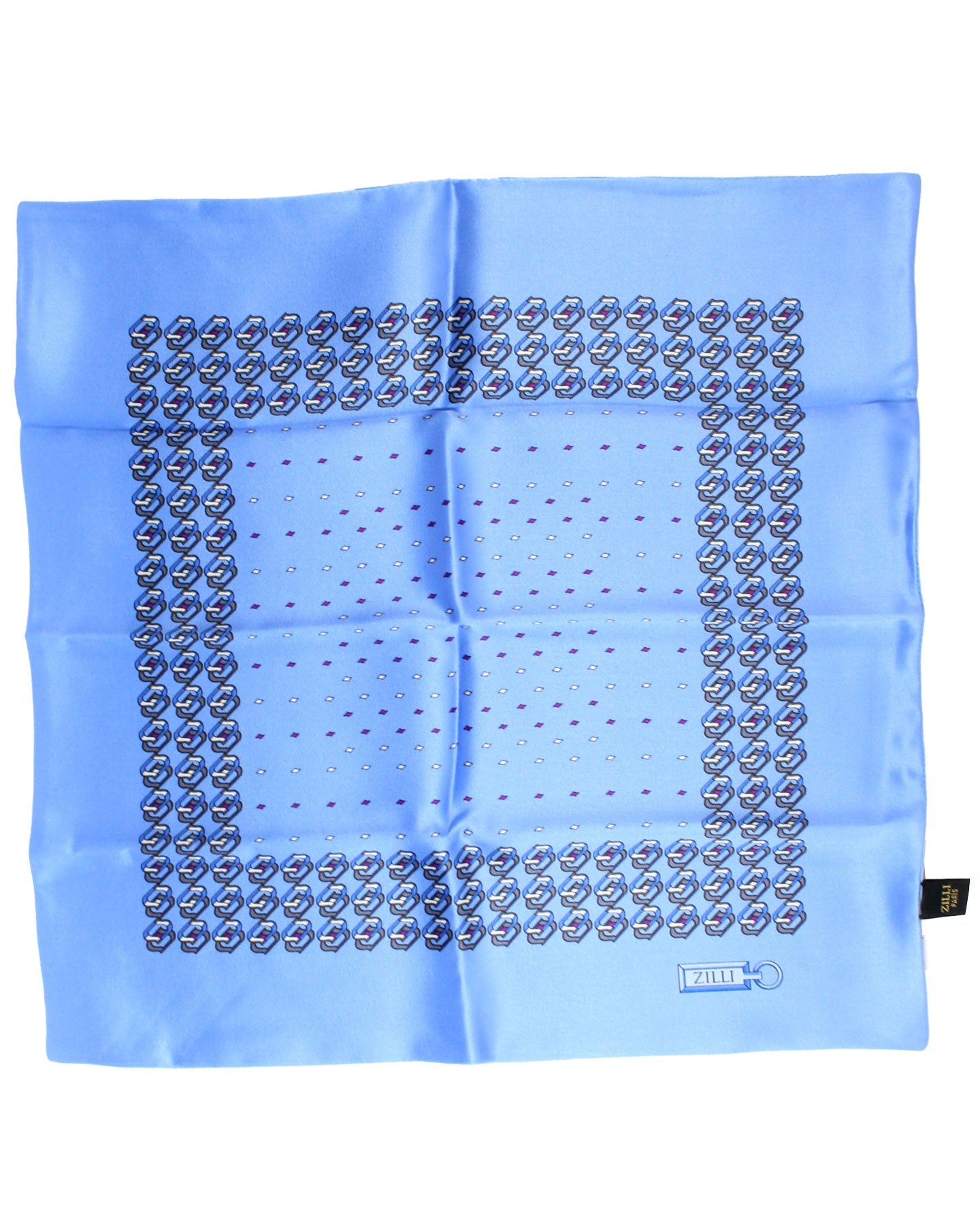 Zilli Pocket Square Blue Gray Geometric
