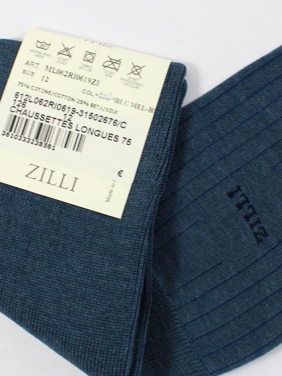 Zilli Over The Calf Socks Midnight Blue US 10 / EUR 43 Cotton Silk SALE