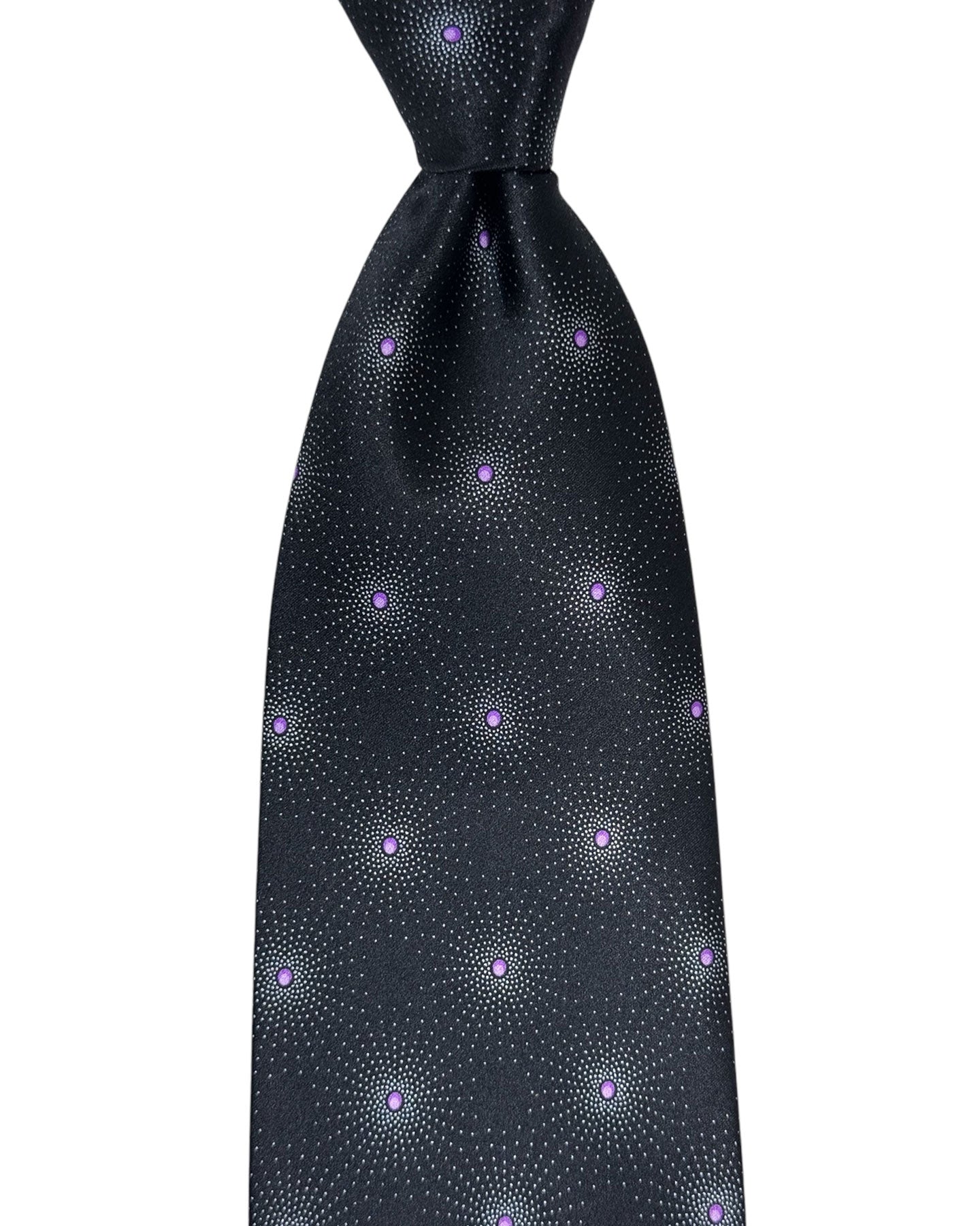 Zilli Tie Black Purple Silver Design - Wide Necktie SALE