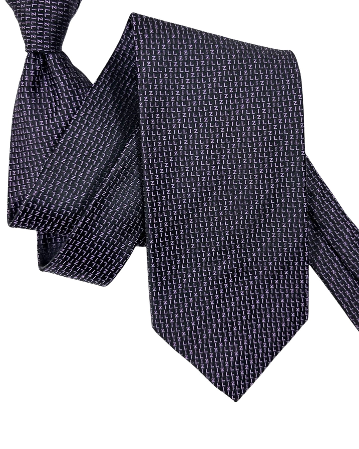 Zilli Tie Black Lilac Logo - Wide Necktie SALE