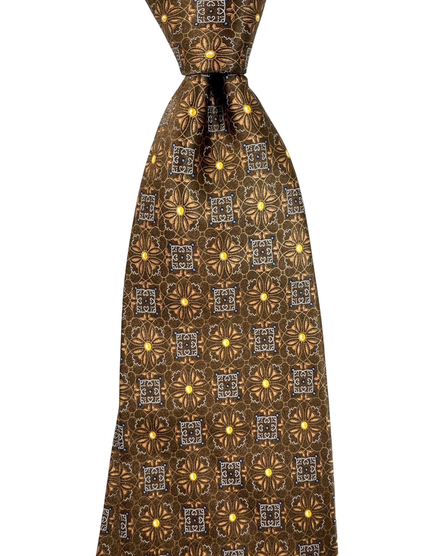 Zilli Necktie Brown Floral Motif - Luxury Wide Tie