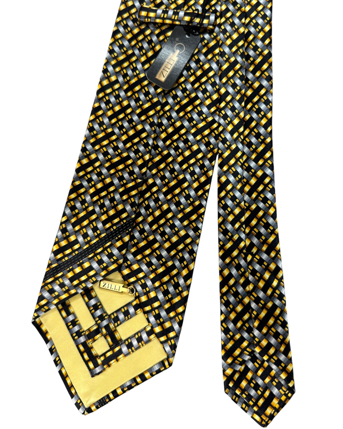 Zilli Necktie Gray Black Orange-Gold - Luxury Wide Tie