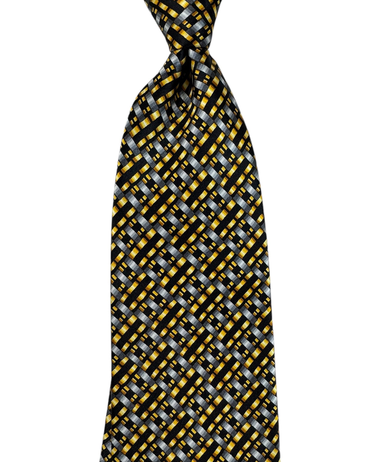 Zilli Necktie Gray Black Orange-Gold - Luxury Wide Tie