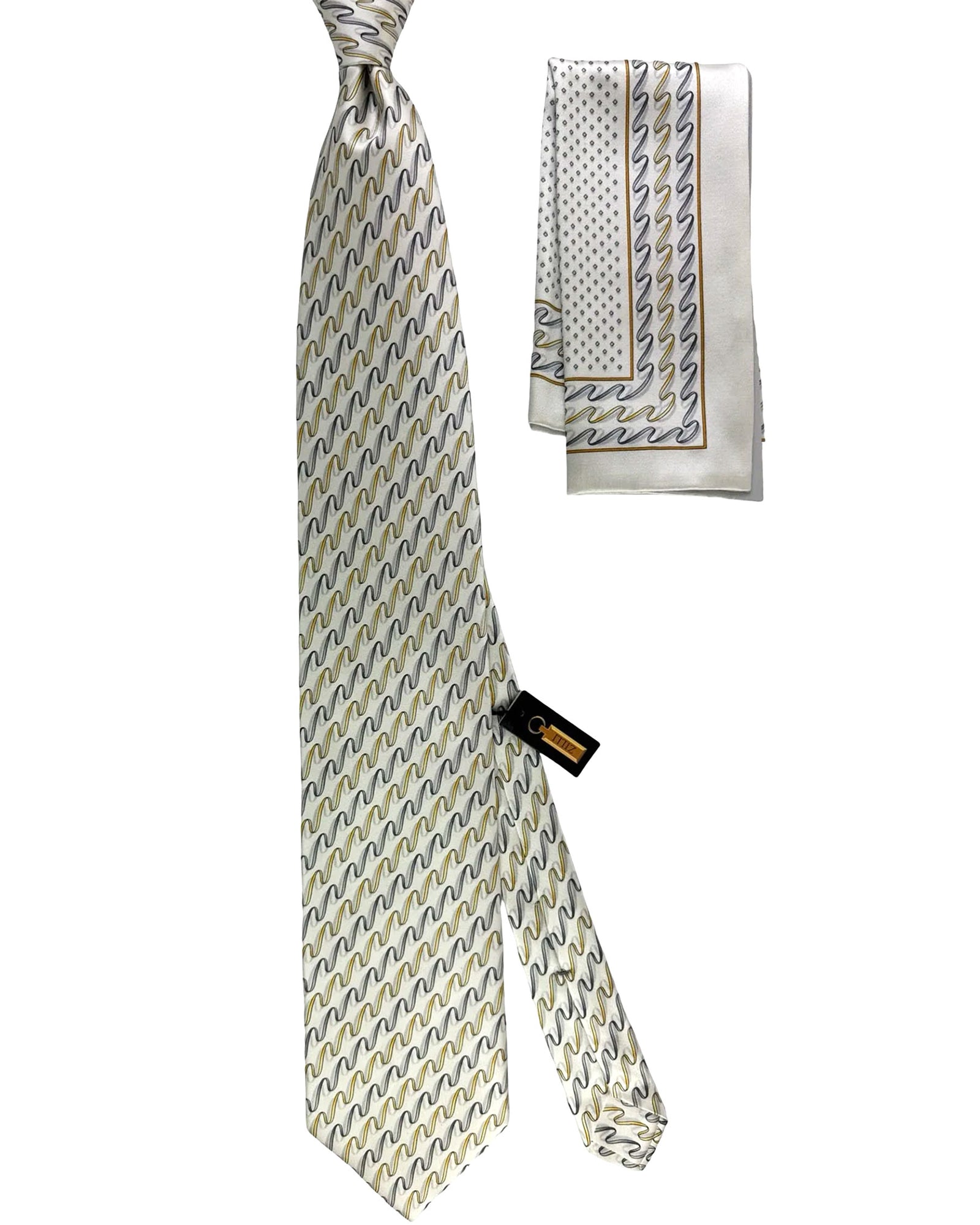 Genuine Zilli tie and matching pocket square set