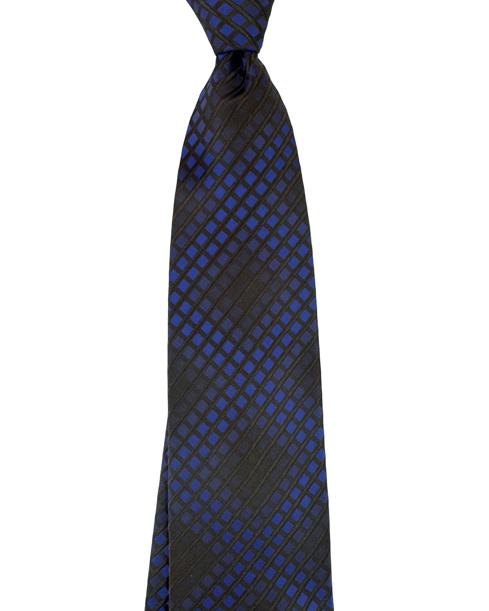 Zilli Silk Necktie Brown Midnight Blue Geometric - Wide Tie