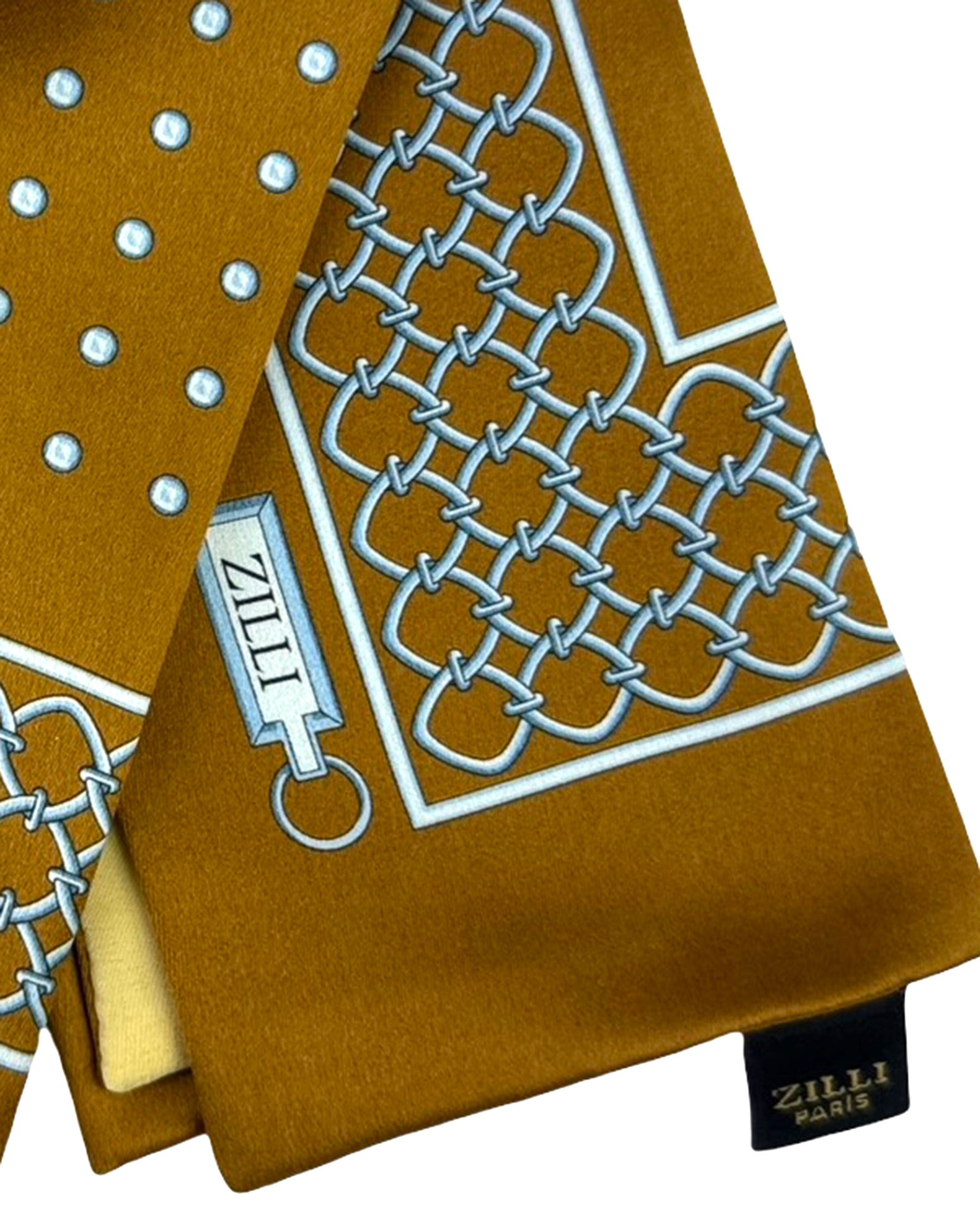 Zilli Silk Pocket Square Brown Metal Gray