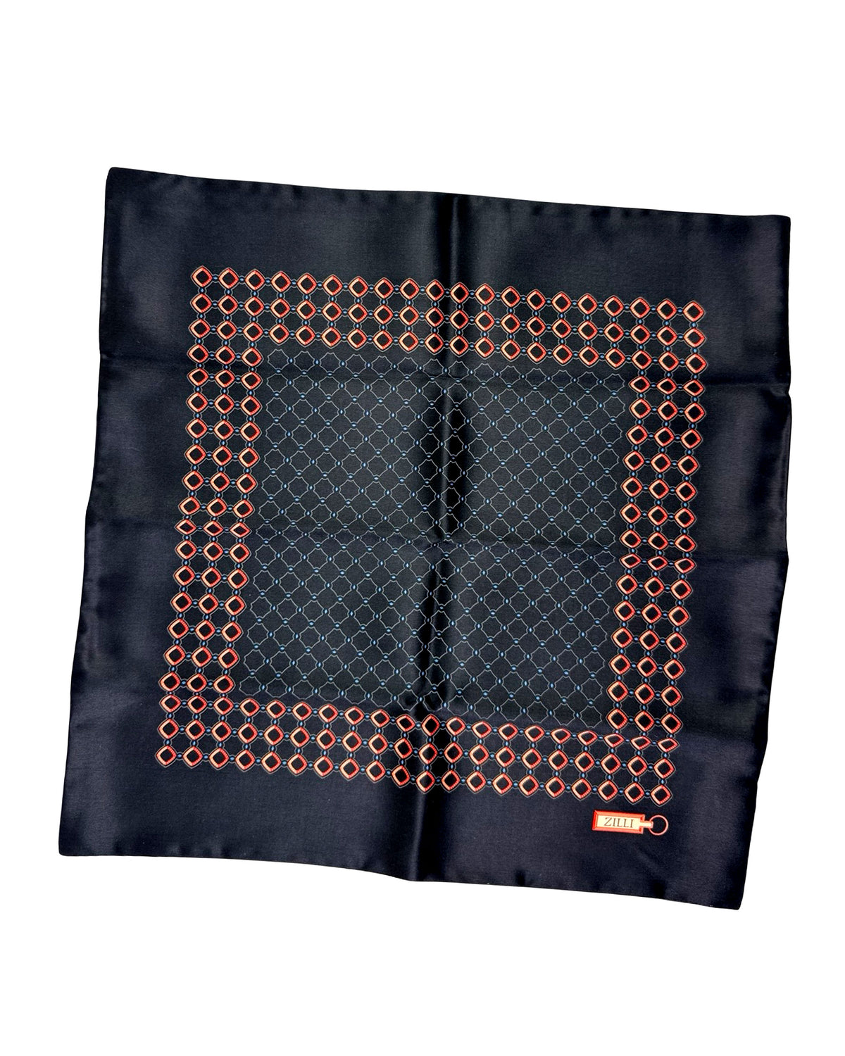 Zilli Pocket Square Black Red Pink Blue Design