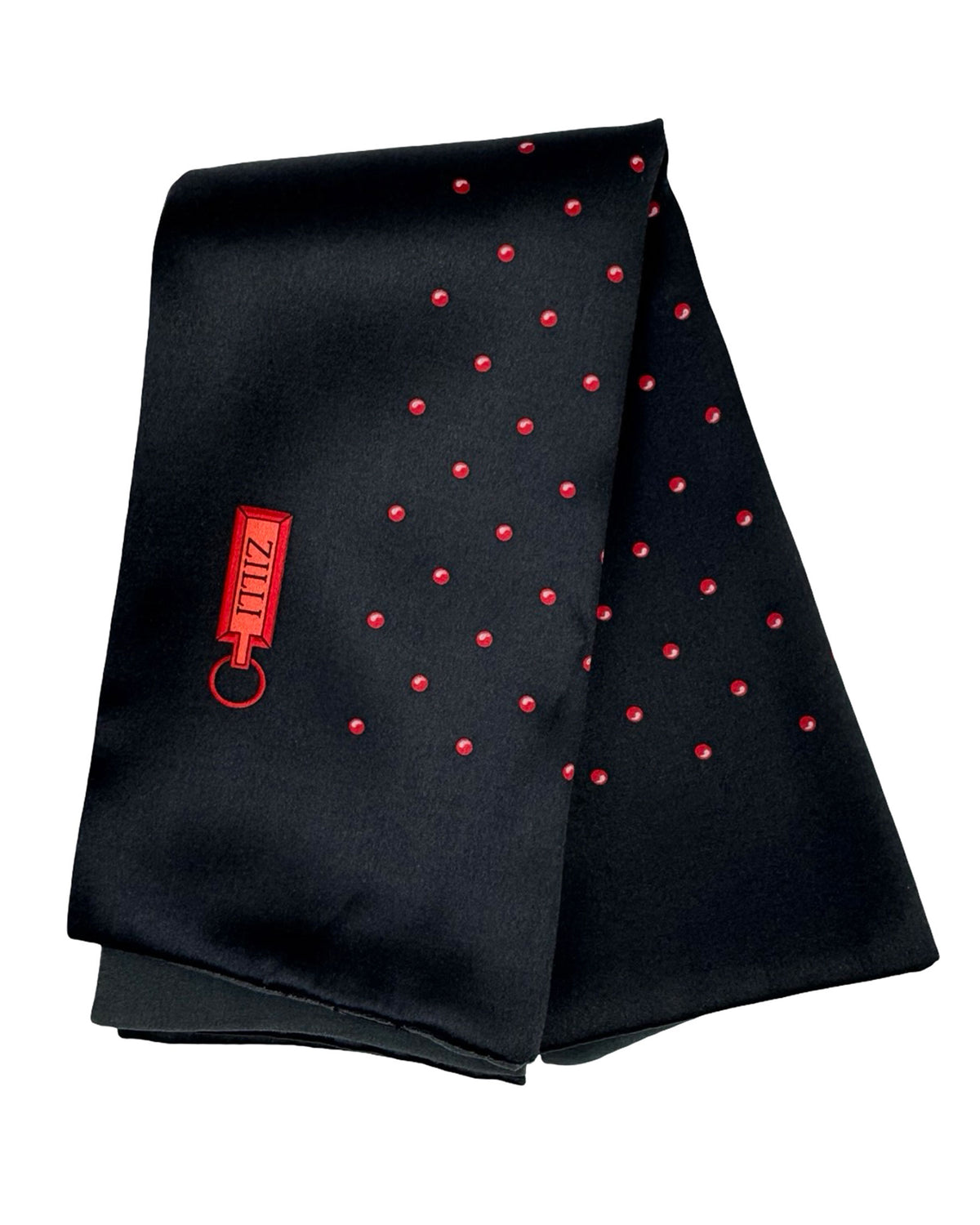 Zilli Paris Silk Pocket Square Black Red Dots