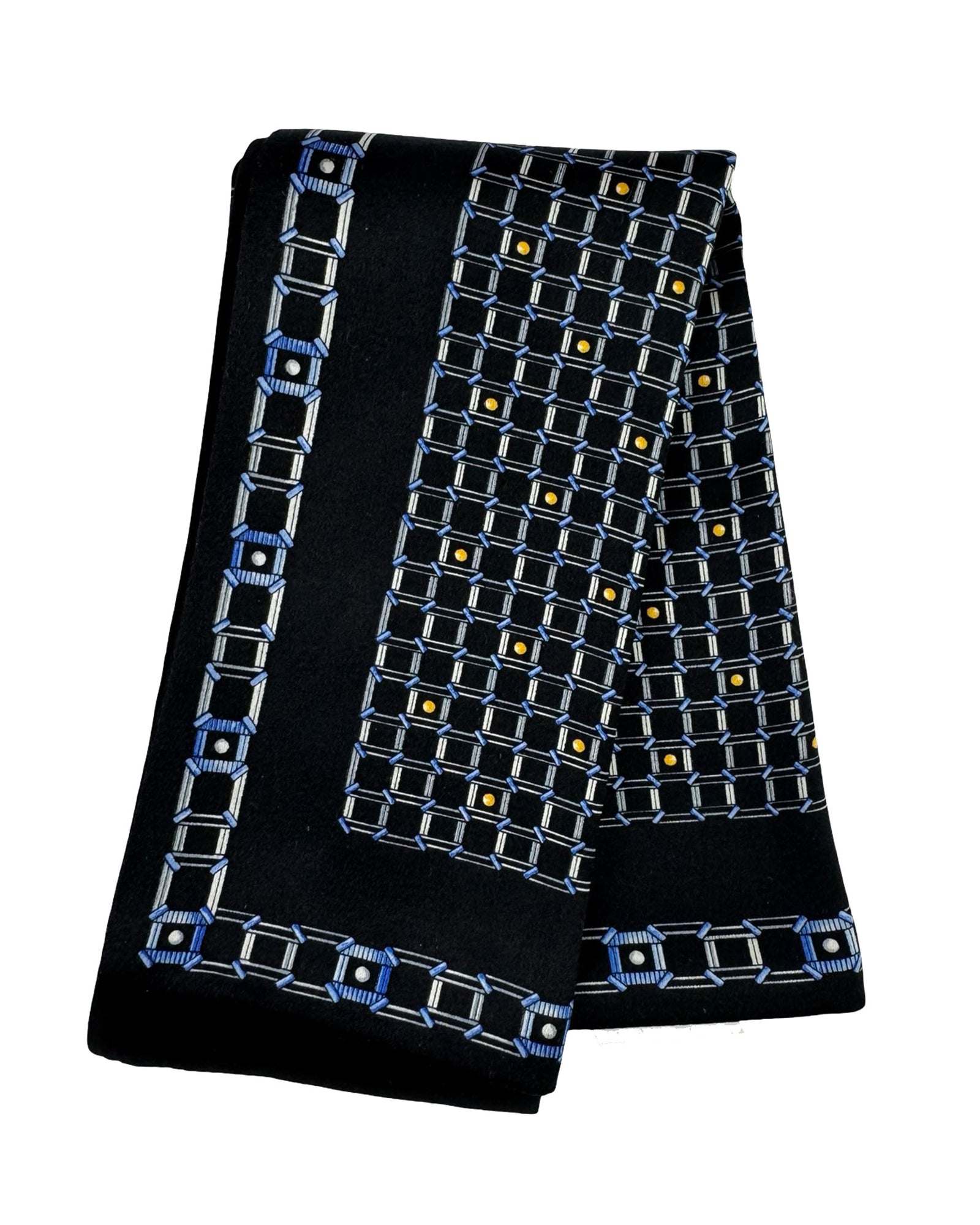 Zilli Paris Silk Pocket Square Gray Blue