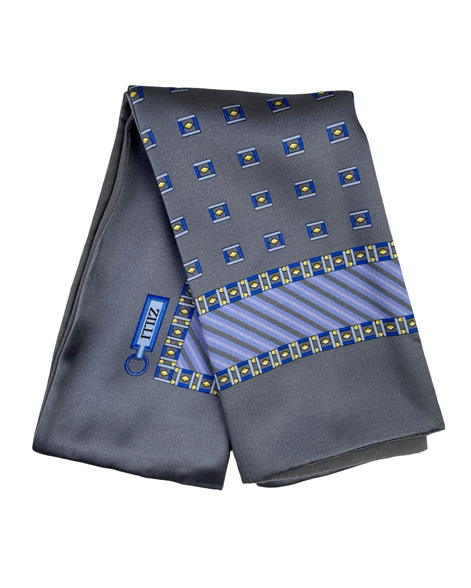 Zilli Silk Pocket Square Gray Design