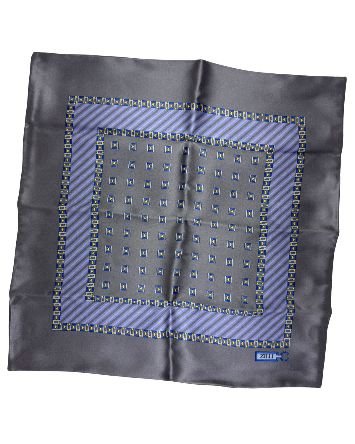 Zilli Silk Pocket Square Gray Design