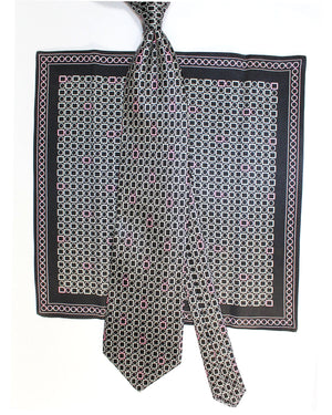 New Zilli Silk Tie & Pocket Square Set  Genuine