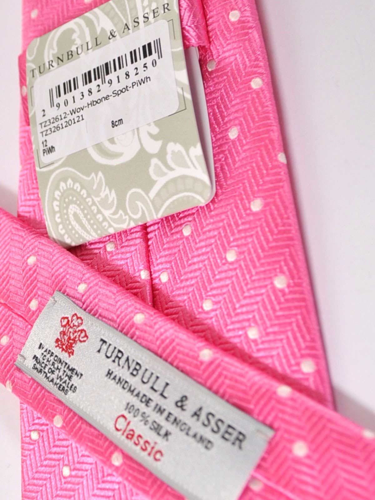 Turnbull & Asser Tie Pink White Silver Dots FINAL SALE