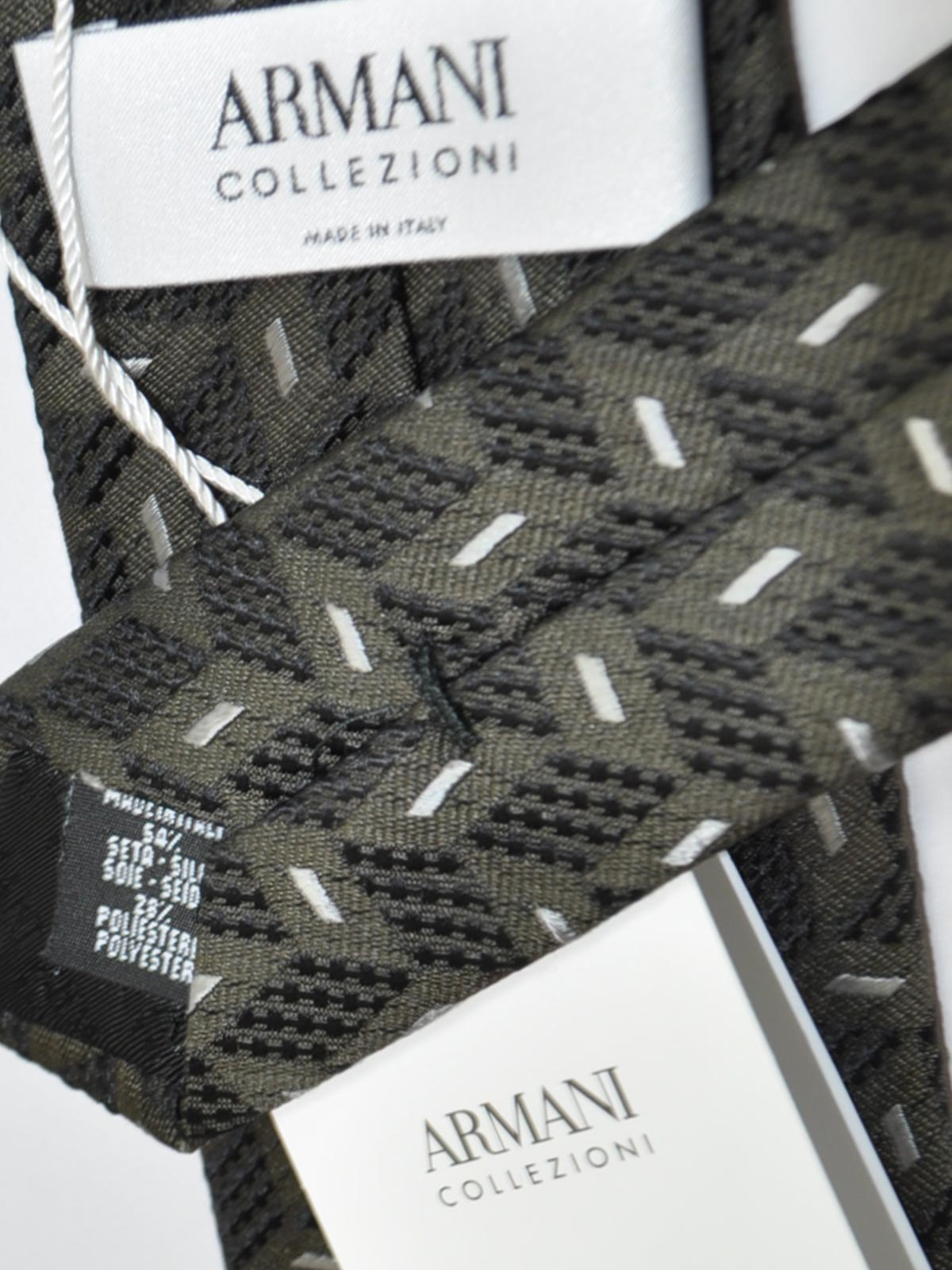 Armani Collezioni Tie Taupe-Gray Silver Geometric