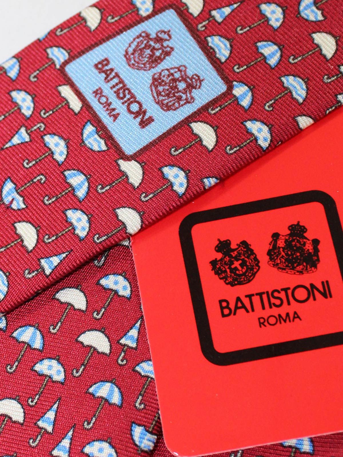 Battistoni Silk Tie Maroon Umbrella Novelty Design