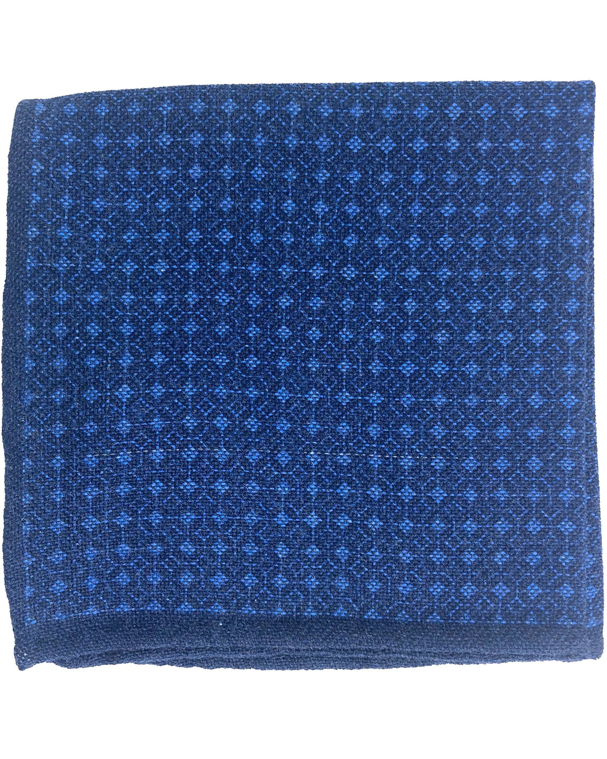 Luigi Borrelli Silk Pocket Square Navy Blue Geometric